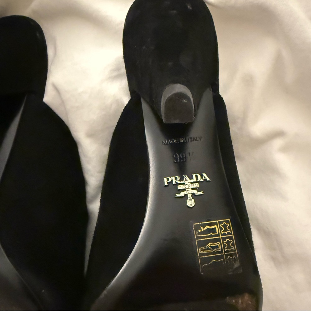 Prada Black Suede Mules kitten heel - Picture 6 of 7